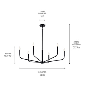 Kichler - 52719BK - Six Light Chandelier - Madden - Black