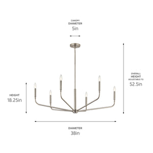 Kichler - 52719NI - Six Light Chandelier - Madden - Brushed Nickel