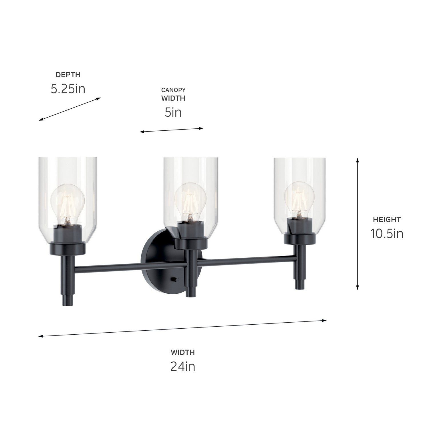 Kichler - 55185BK - Three Light Vanity - Madden - Black