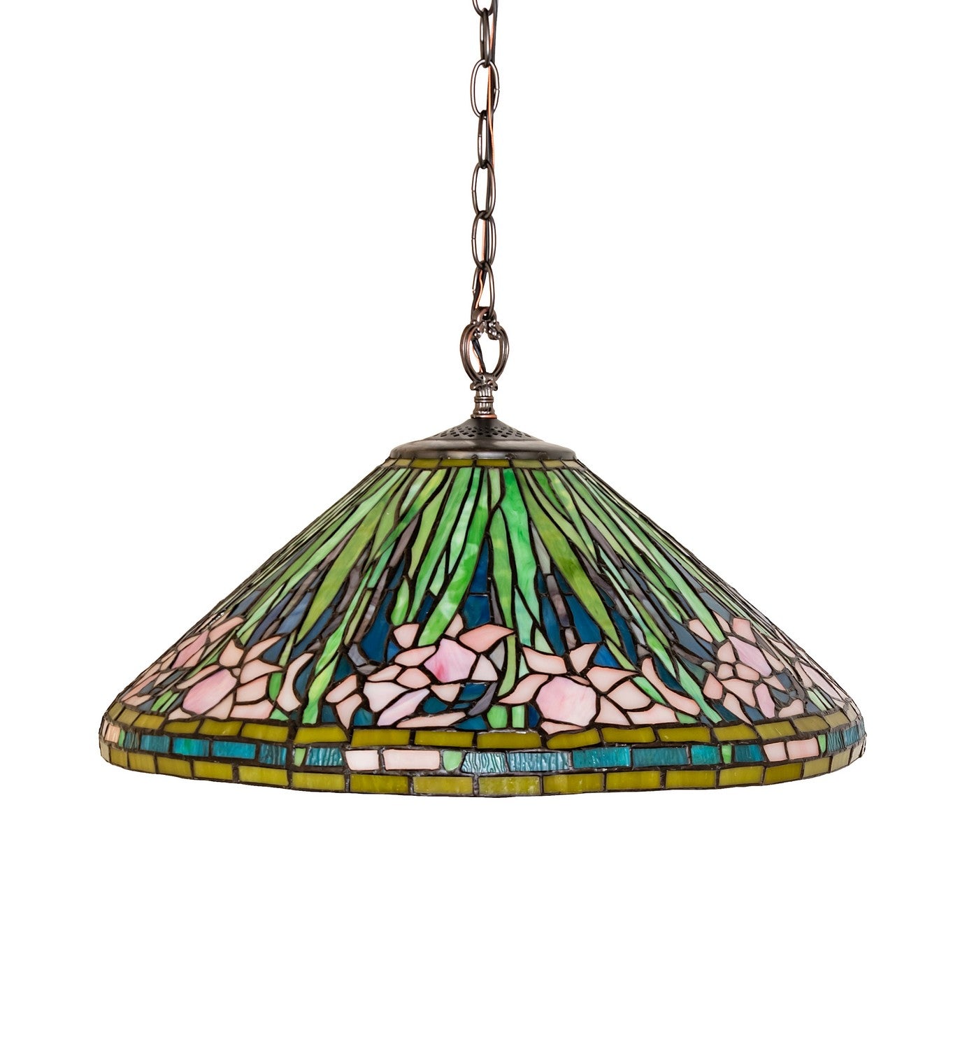 Meyda Tiffany - 248353 - One Light Pendant - Tiffany Daffodil - Mahogany Bronze