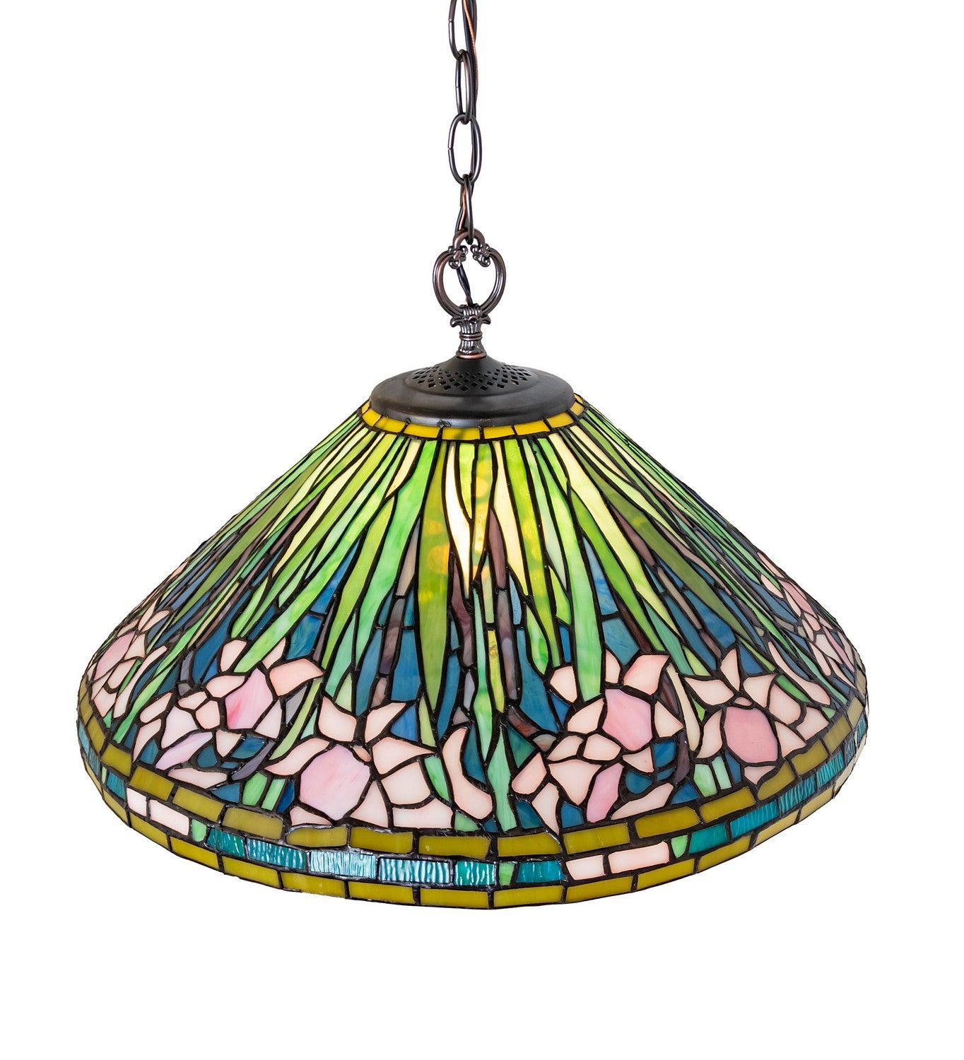 Meyda Tiffany - 248353 - One Light Pendant - Tiffany Daffodil - Mahogany Bronze