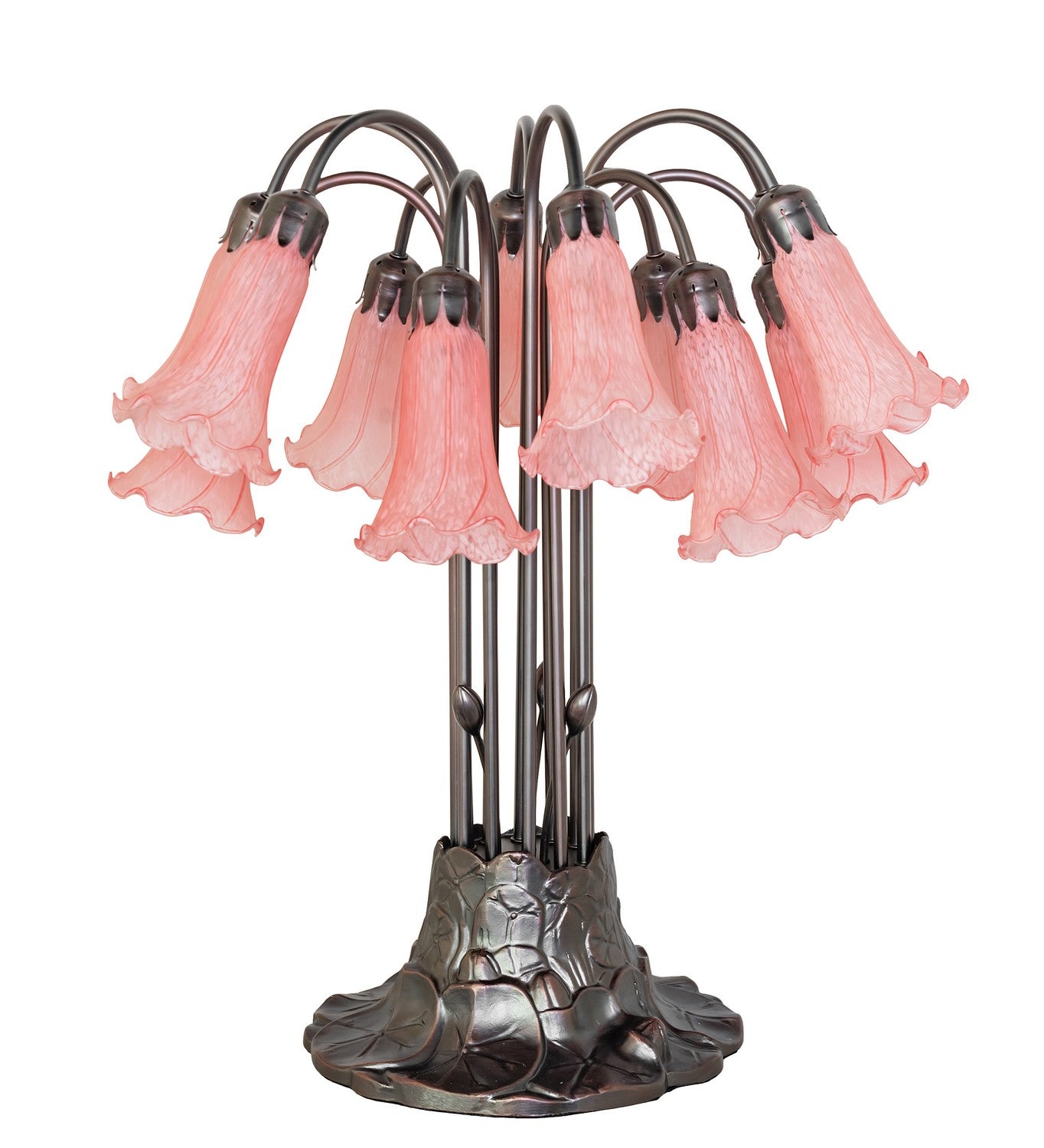 Meyda Tiffany - 273101 - 12 Light Table Lamp - Pink Tiffany Pond Lily - Mahogany Bronze