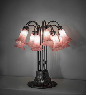 Meyda Tiffany - 273101 - 12 Light Table Lamp - Pink Tiffany Pond Lily - Mahogany Bronze