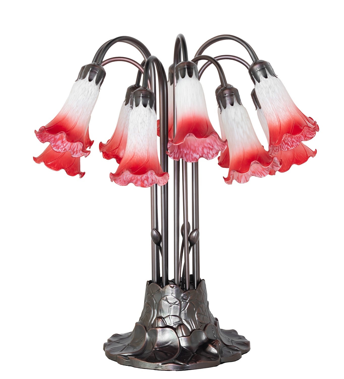 Meyda Tiffany - 273102 - 12 Light Table Lamp - Pink/White Tiffany Pond Lily - Mahogany Bronze