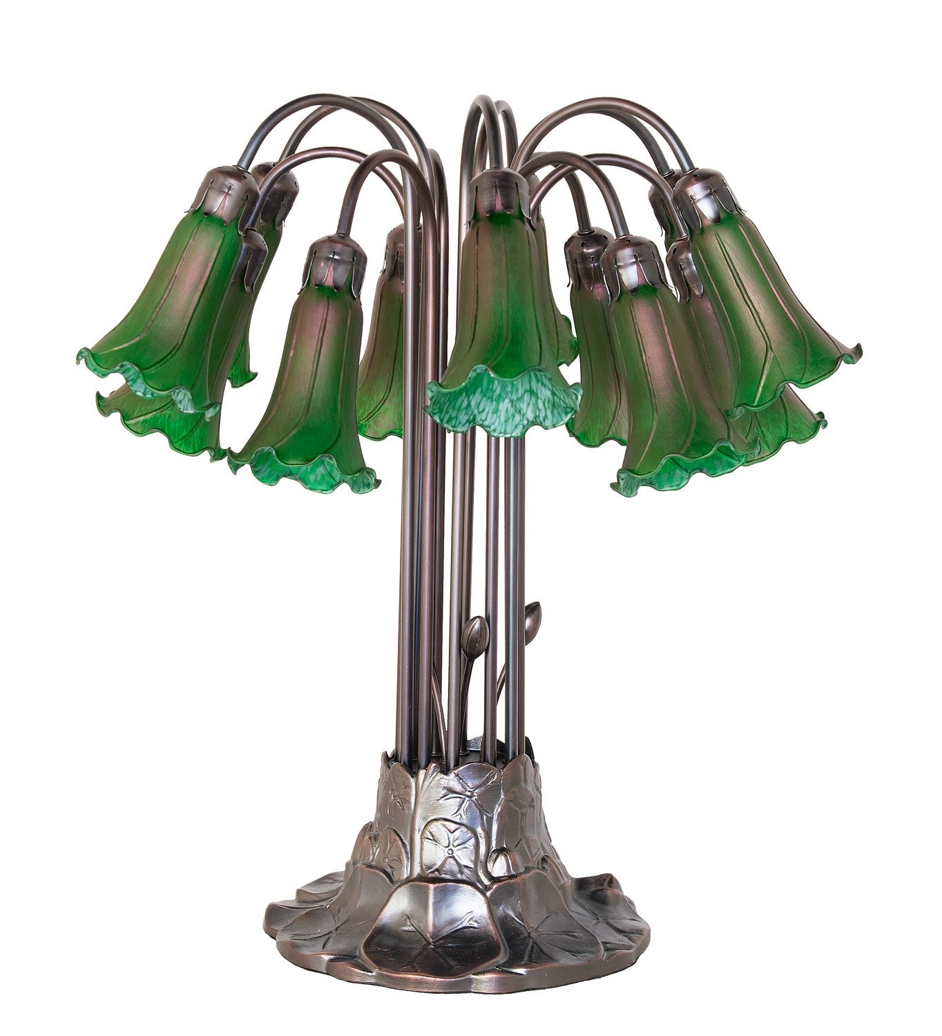 Meyda Tiffany - 273104 - 12 Light Table Lamp - Green Tiffany Pond Lily - Mahogany Bronze