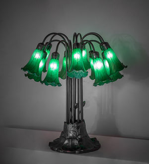 Meyda Tiffany - 273104 - 12 Light Table Lamp - Green Tiffany Pond Lily - Mahogany Bronze