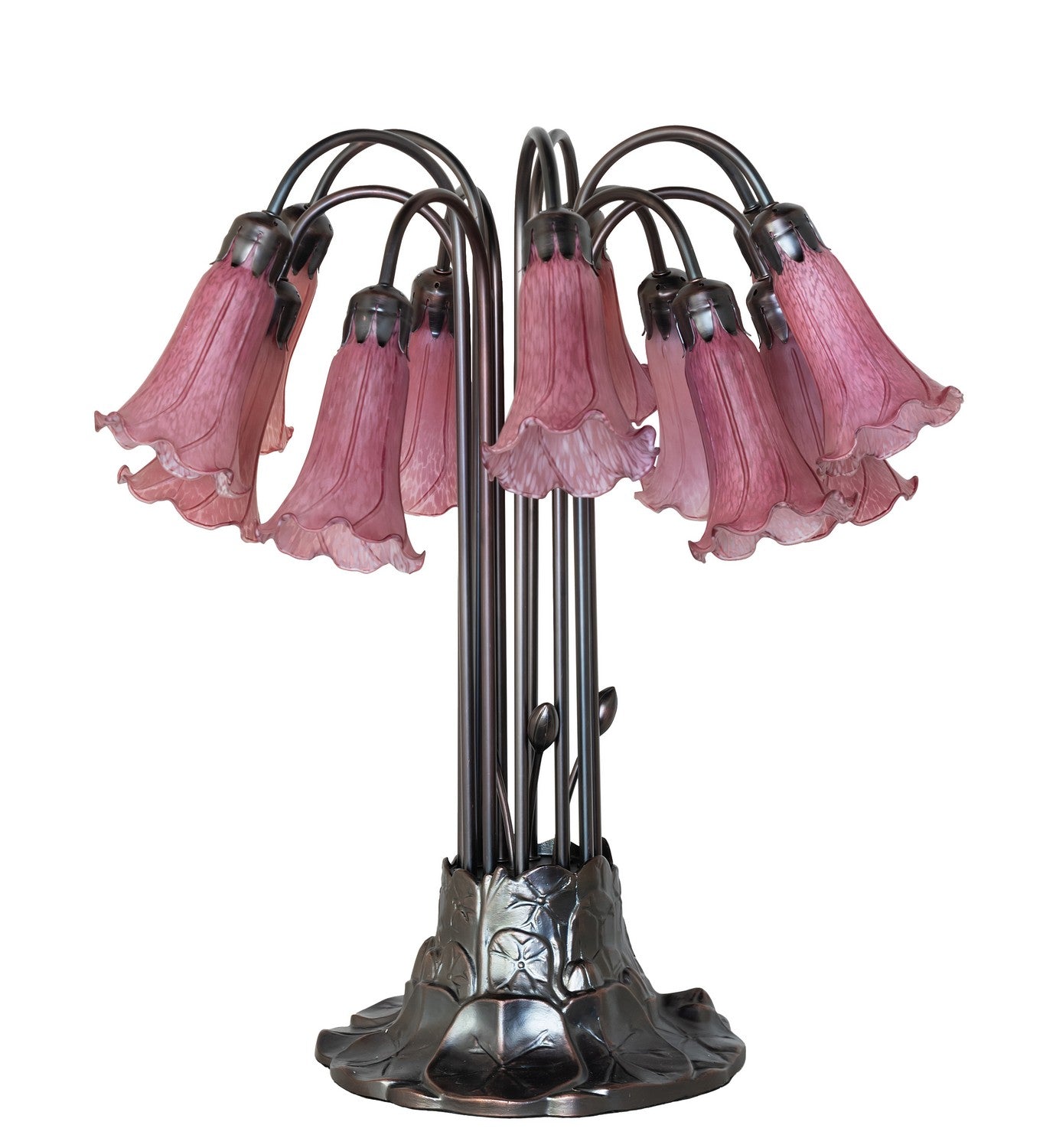 Meyda Tiffany - 273414 - 12 Light Table Lamp - Lavender Tiffany Pond Lily - Mahogany Bronze