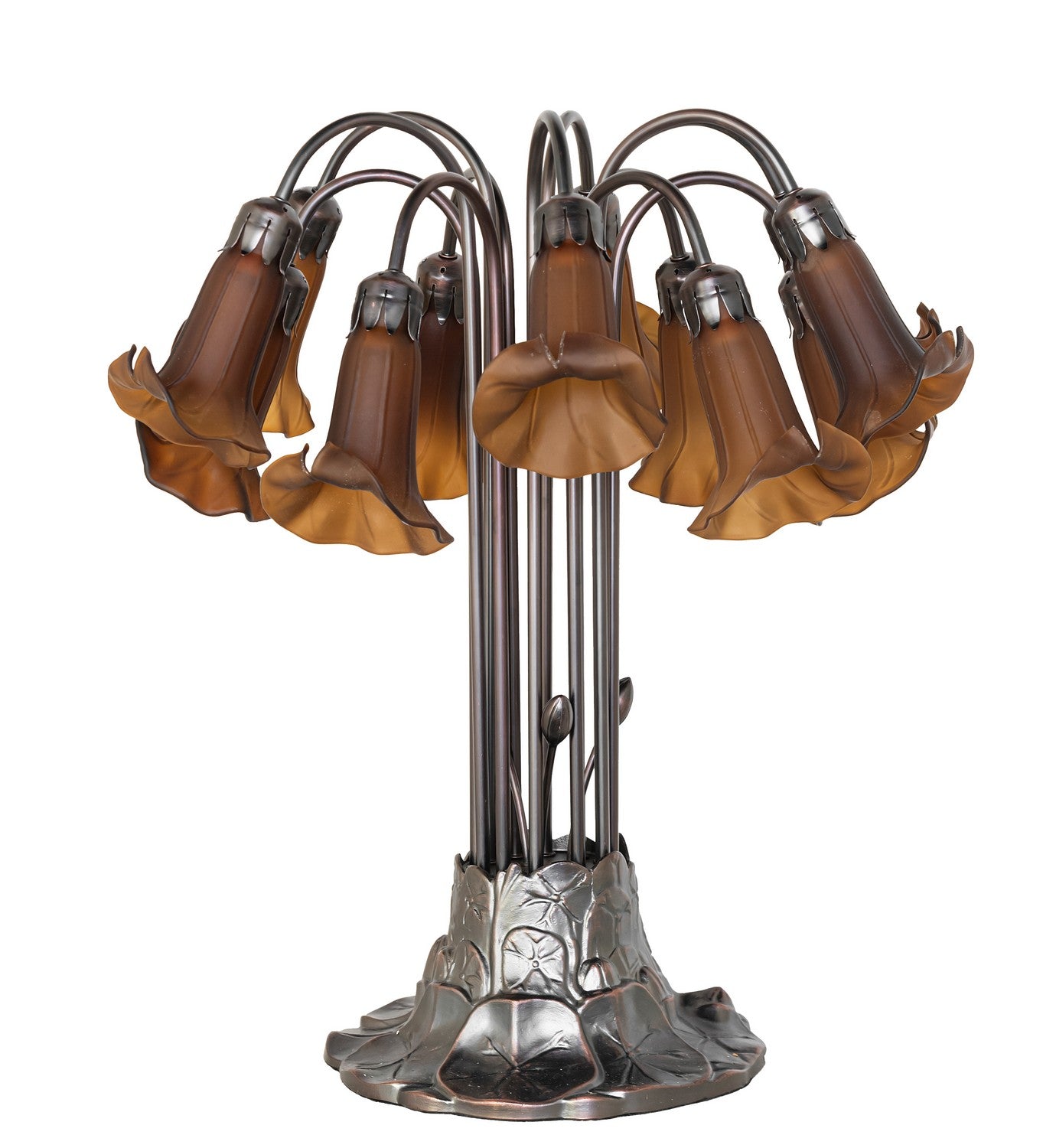 Meyda Tiffany - 273788 - 12 Light Table Lamp - Dark Amber Tiffany Pond Lily - Mahogany Bronze