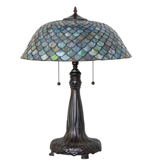 Meyda Tiffany - 273849 - Two Light Table Lamp - Tiffany Fishscale - Mahogany Bronze