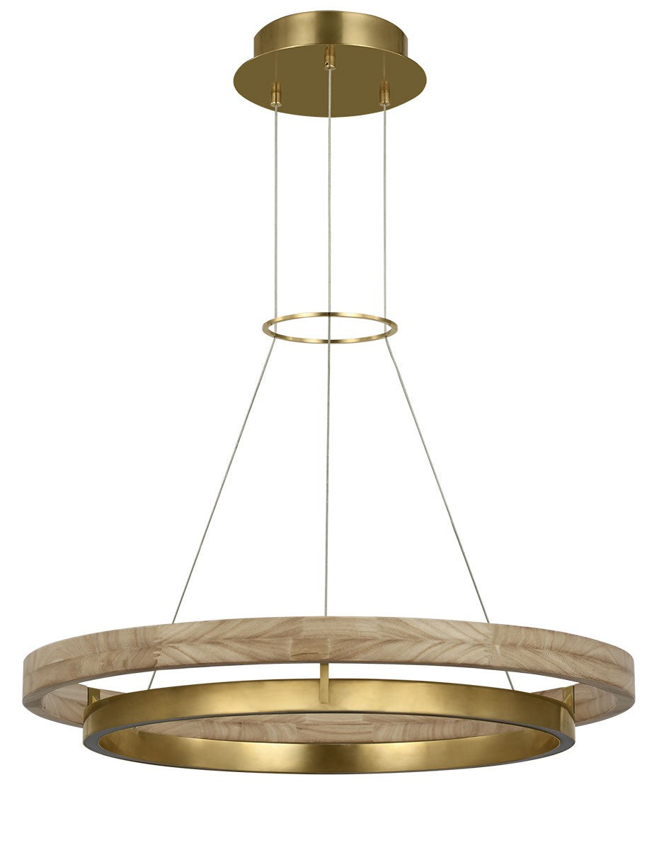 Visual Comfort Modern - 700GRC30HABNO-LED930 - LED Chandelier - Grace - Hand Rubbed Antique Brass/Natural Oak