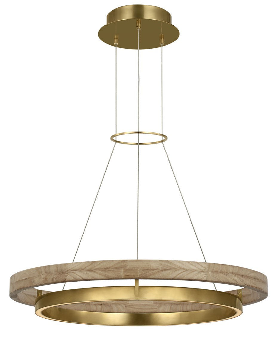 Visual Comfort Modern - 700GRC30HABNO-LED930 - LED Chandelier - Grace - Hand Rubbed Antique Brass/Natural Oak