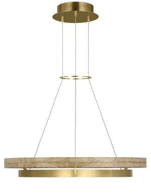 Visual Comfort Modern - 700GRC30HABNO-LED930 - LED Chandelier - Grace - Hand Rubbed Antique Brass/Natural Oak