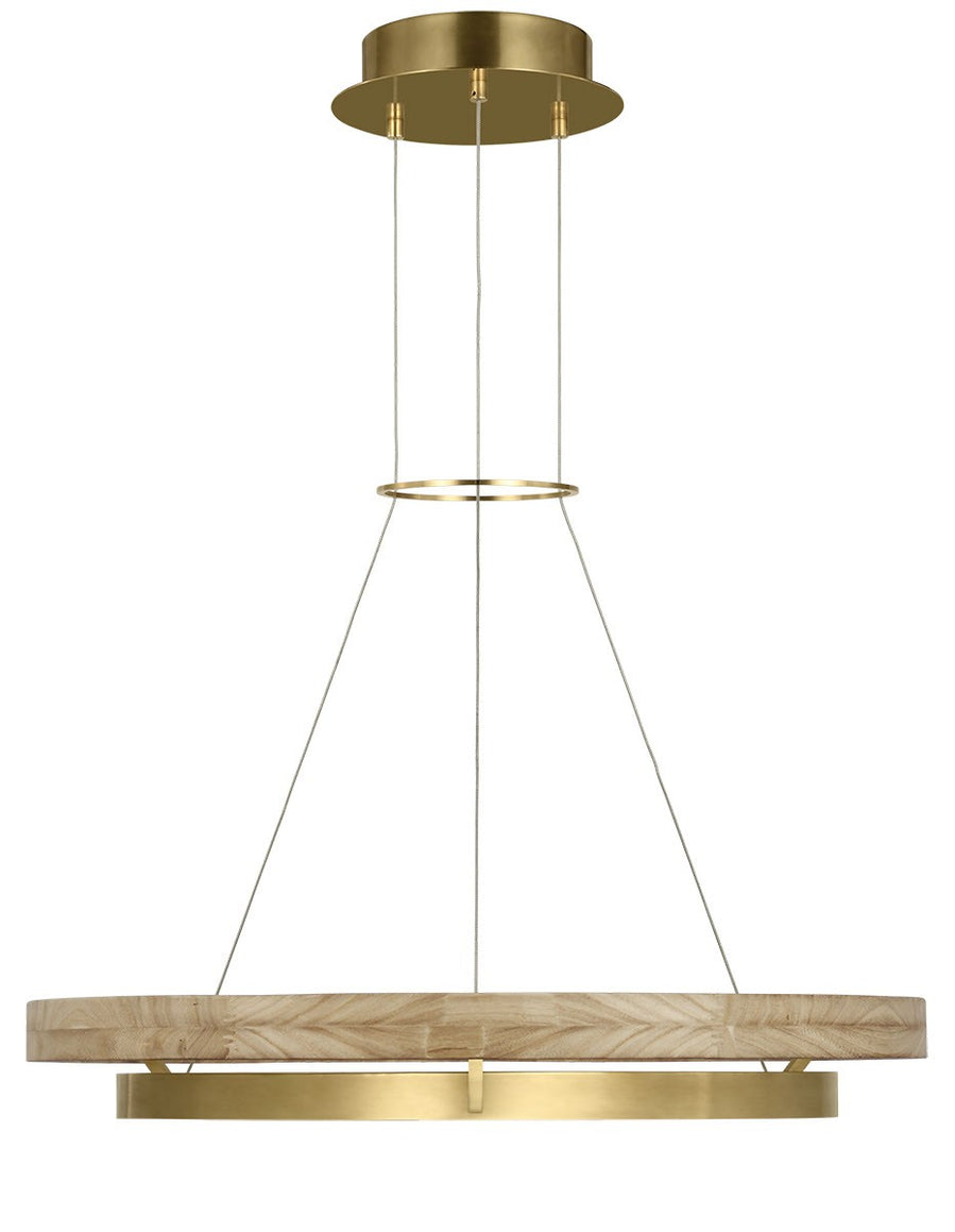 Visual Comfort Modern - 700GRC30HABNO-LED930 - LED Chandelier - Grace - Hand Rubbed Antique Brass/Natural Oak