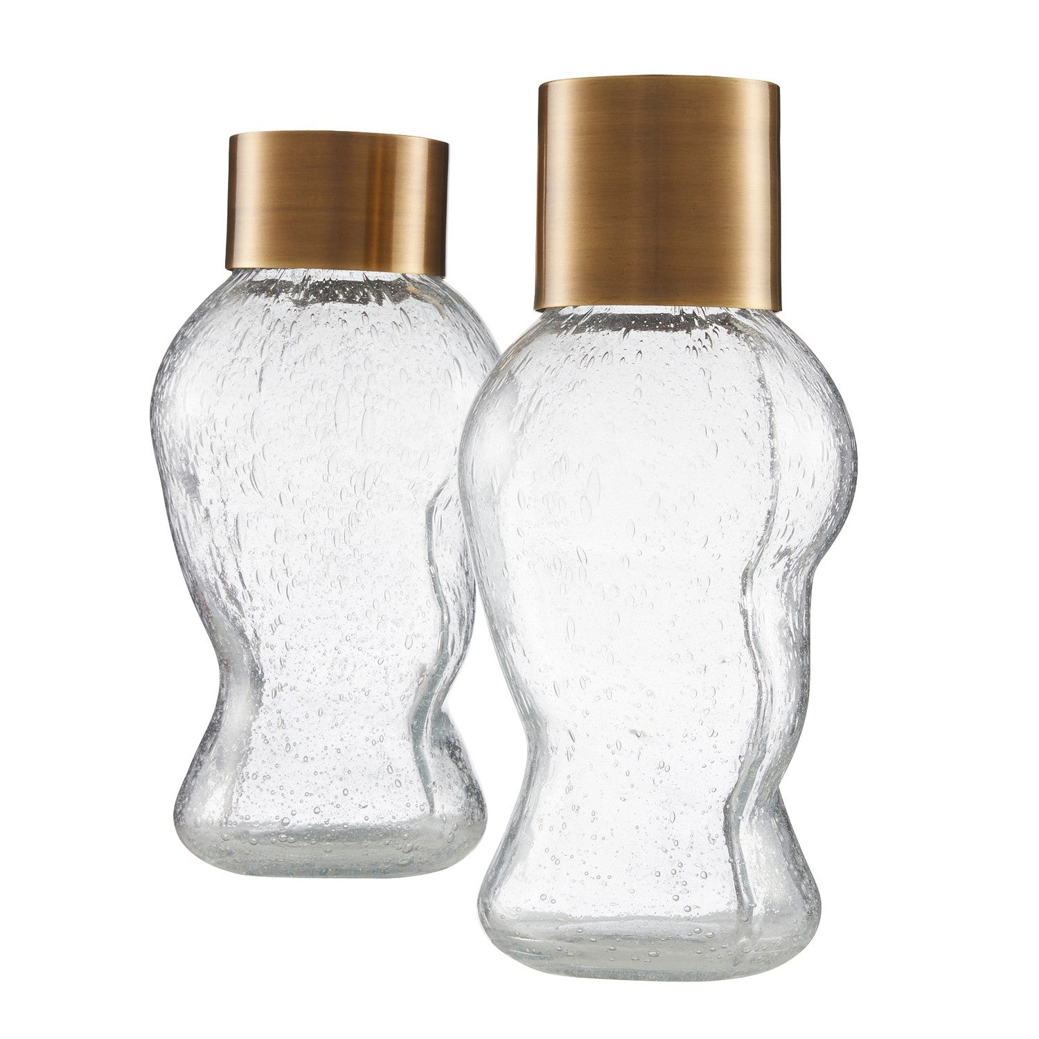 Arteriors - AVI05 - Vases, Set of 2 - Decker - Clear/Vintage Brass/Bronze