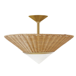 Arteriors - DFC13 - Three Light Flush Mount - Calista - Natural/White/Antique Brass