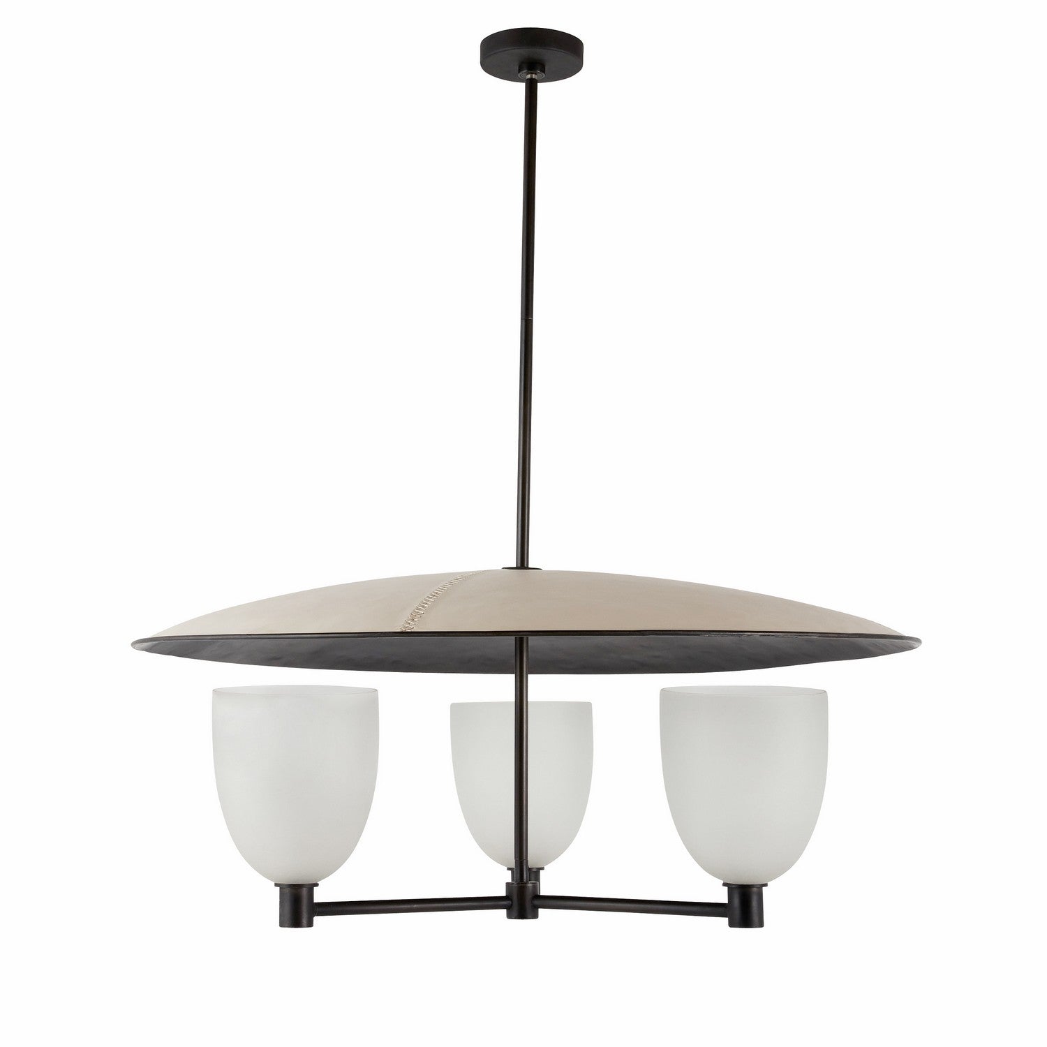 Arteriors - DMI12 - Three Light Chandelier - Eldridge - Natural Iron/Frosted/Taupe