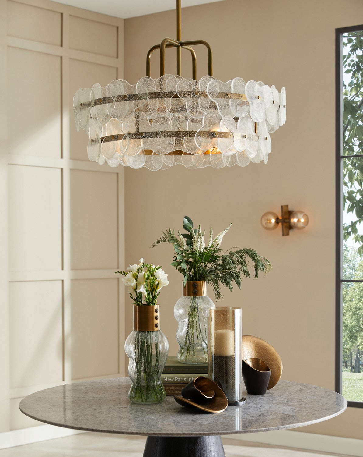 Arteriors - DMI15 - Four Light Chandelier - Cascade - Clear/Antique Brass