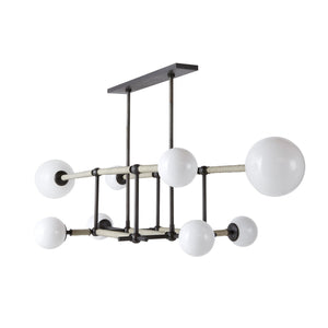 Arteriors - DRC09 - Eight Light Linear Chandelier - Erica - English Bronze/Opal/Taupe