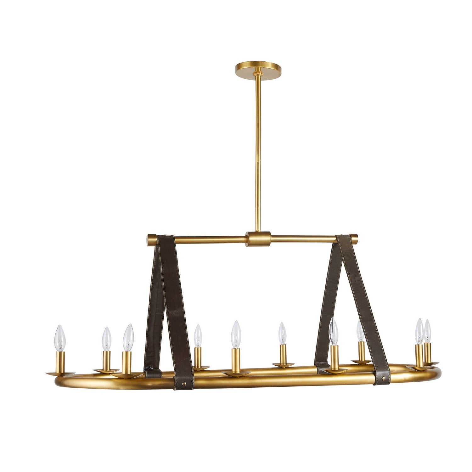 Arteriors - DRI02 - Ten Light Linear Chandelier - Englewood - Antique Brass/Moss