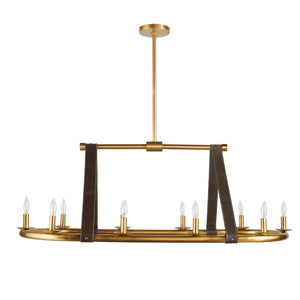 Arteriors - DRI02 - Ten Light Linear Chandelier - Englewood - Antique Brass/Moss