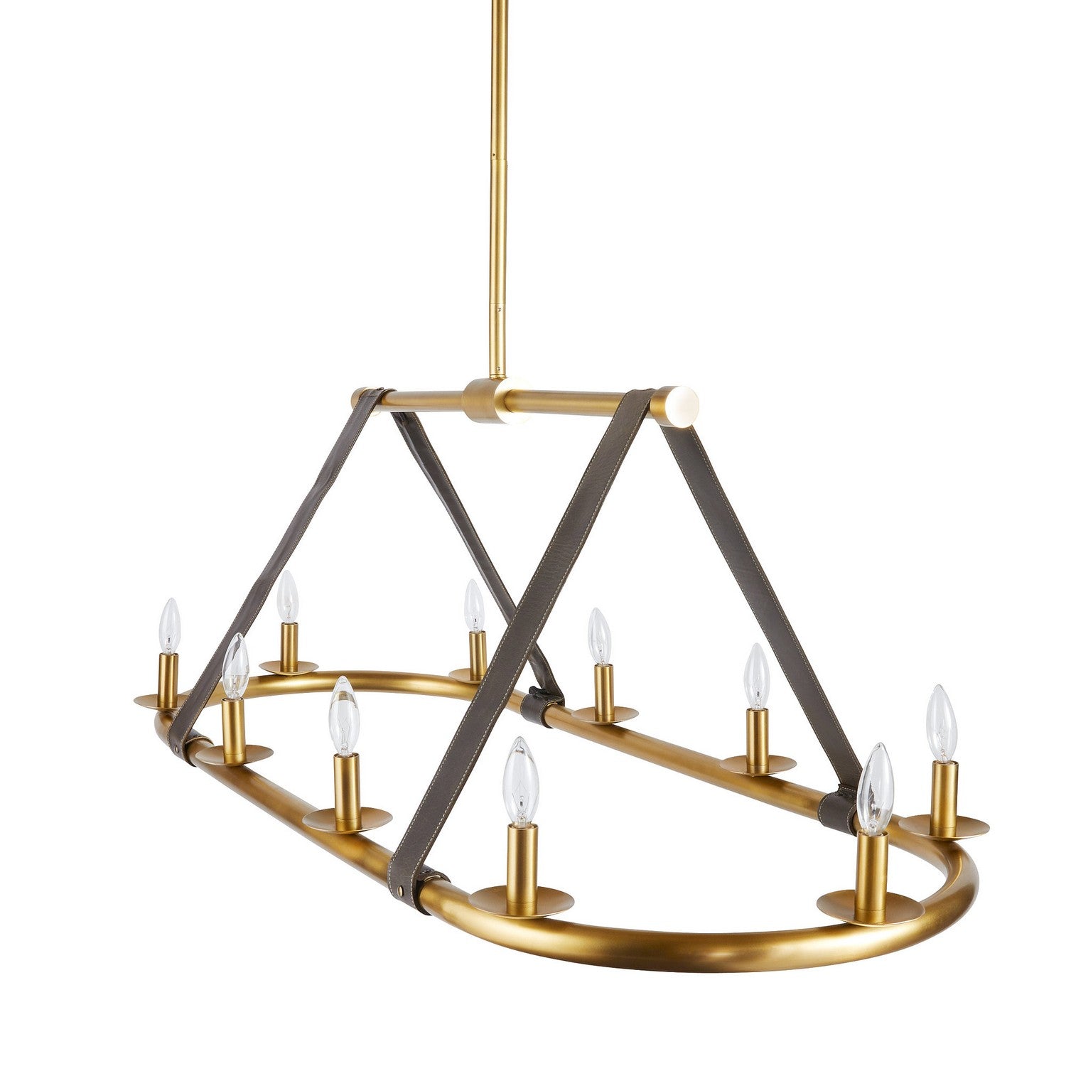 Arteriors - DRI02 - Ten Light Linear Chandelier - Englewood - Antique Brass/Moss