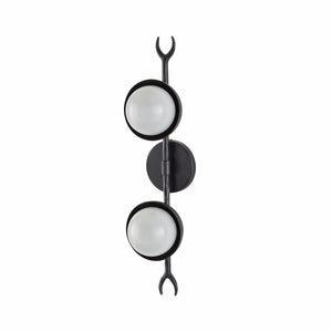 Arteriors - DWI18 - Two Light Wall Sconce - Churchill - Blackened Iron/Frosted