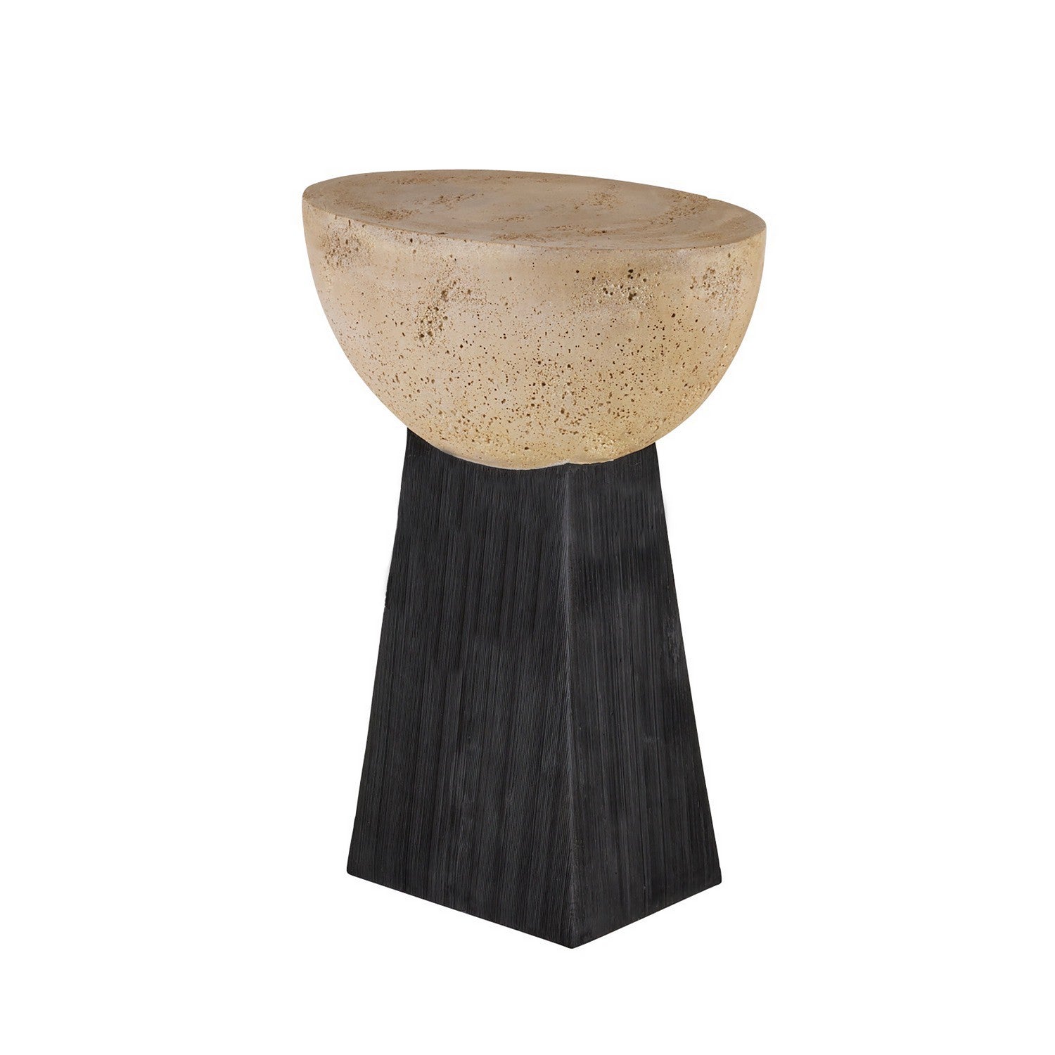 Arteriors - FAC02 - Accent Table - Dorian - Chai Travertine/Black