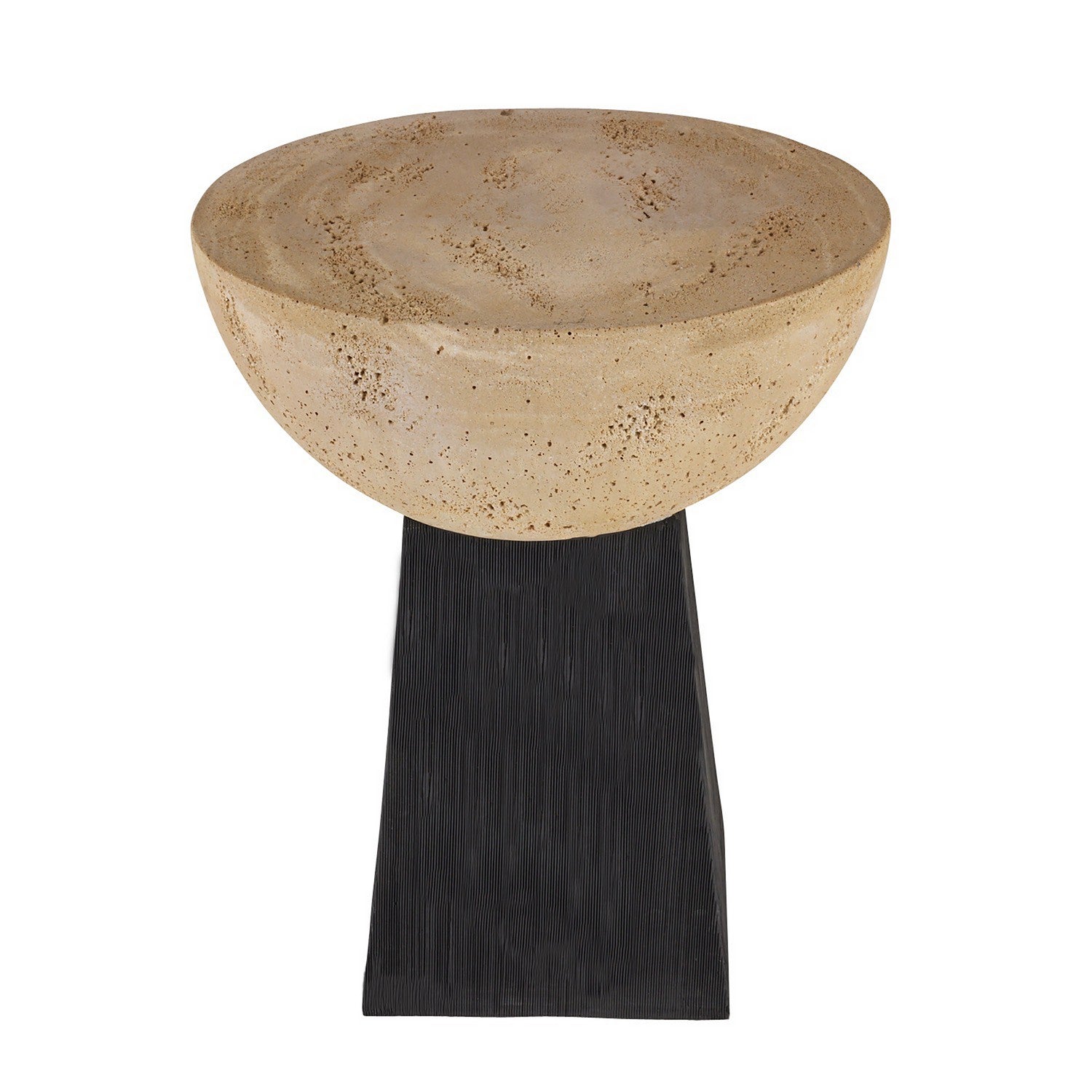 Arteriors - FAC02 - Accent Table - Dorian - Chai Travertine/Black