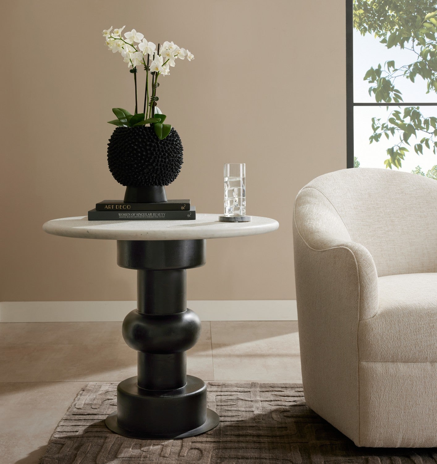 Arteriors - FEI21 - End Table - Devito - White/Ebony/Bronze