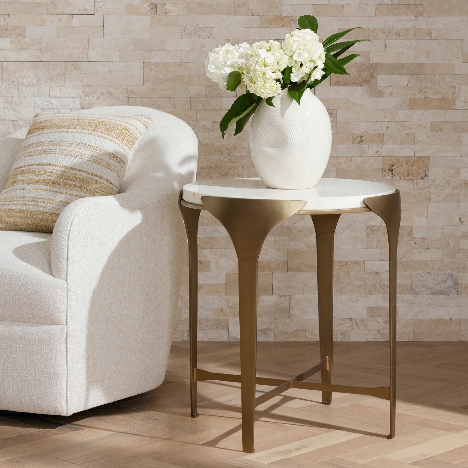 Arteriors - FEI22 - End Table - Janine - White/Antique Brass