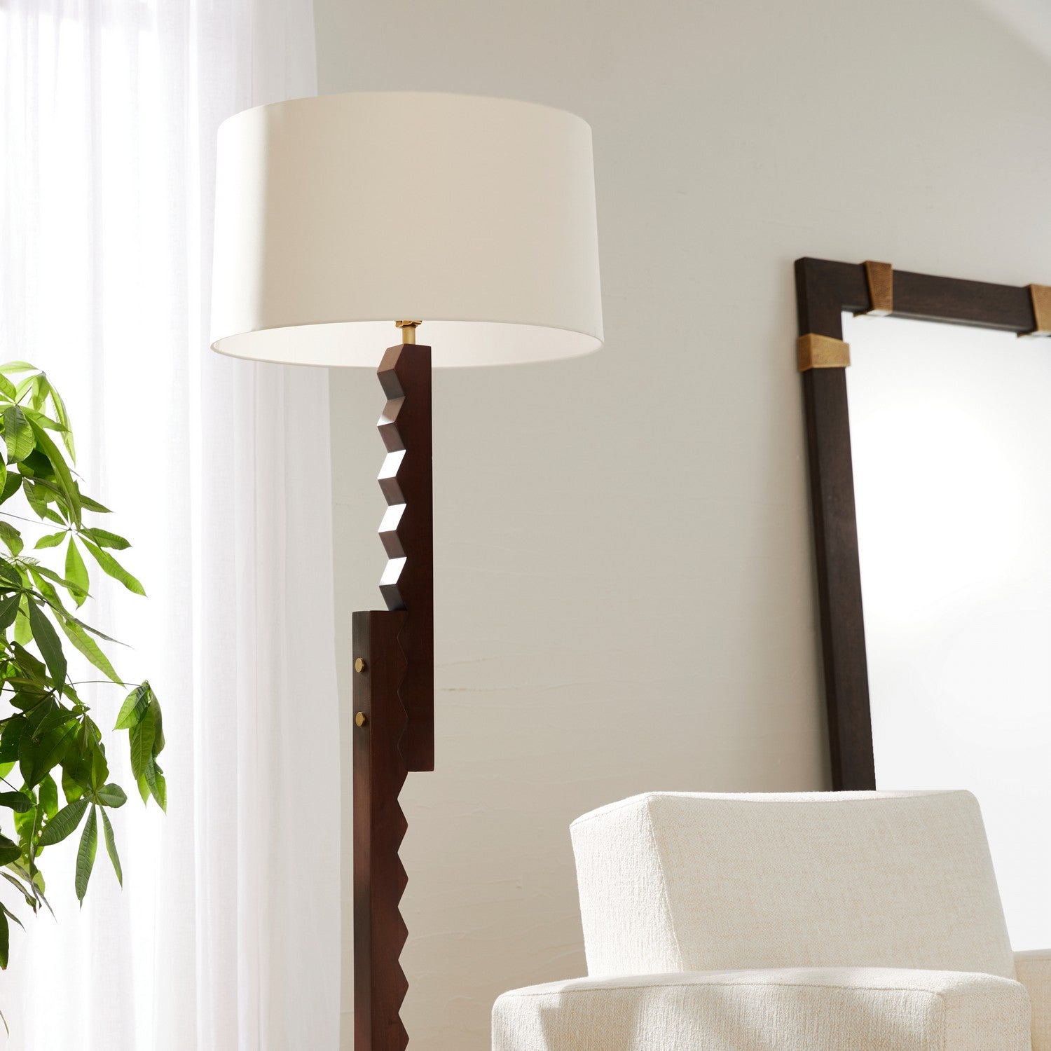 Arteriors - PFI12-769 - One Light Floor Lamp - Elvis - Dark Walnut/Antique Brass/Antique Brass/Ivory/White