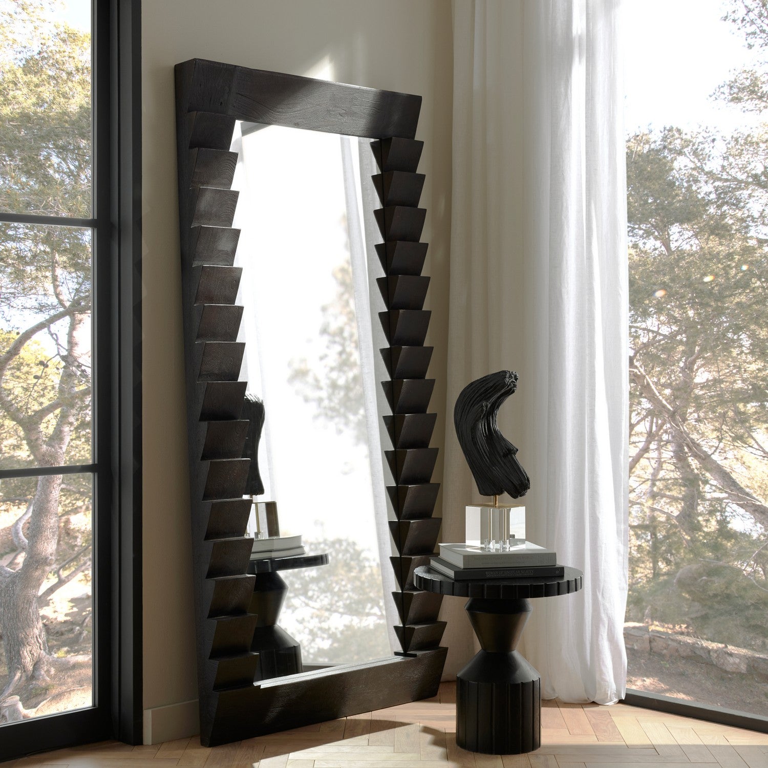 Arteriors - WMI38 - Floor Mirror - Elkins - Ebony/Plain