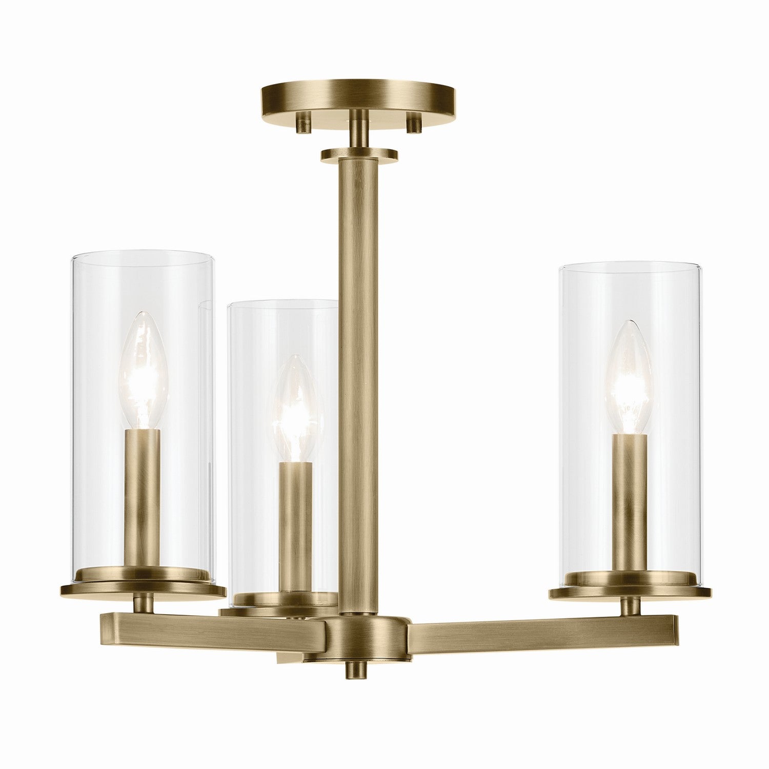 Kichler - 43997NBR - Three Light Convertible Semi Flush - Crosby - Natural Brass