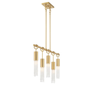 Savoy House - 1-1365-5-322 - Five Light Linear Chandelier - Chelsea - Warm Brass