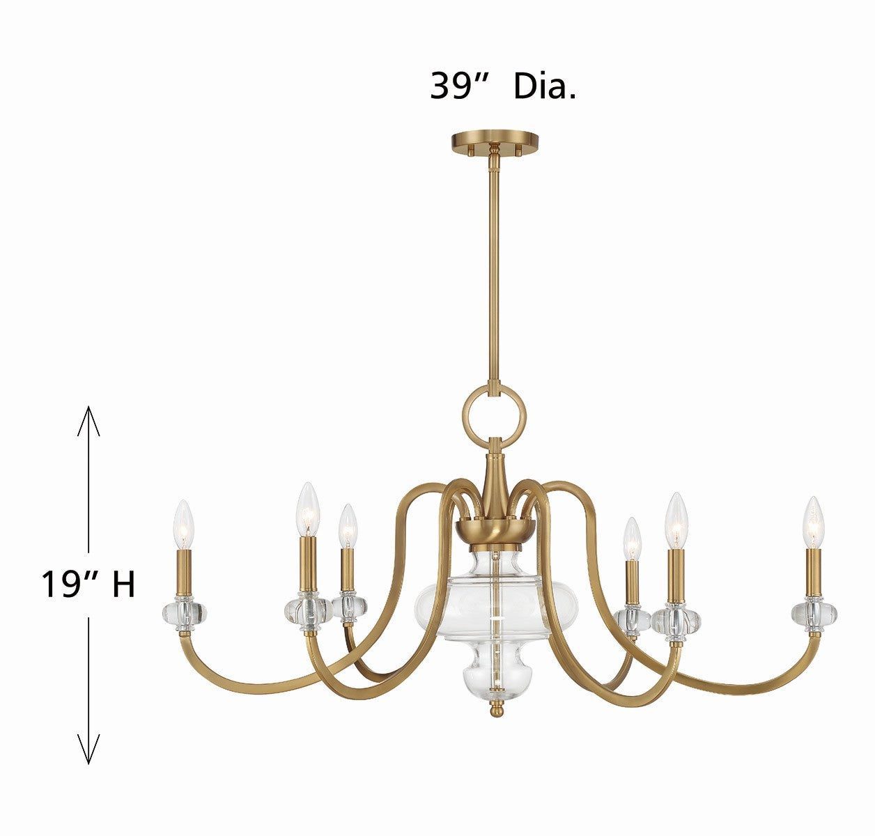 Savoy House - 1-5802-6-322 - Six Light Chandelier - Bergdorf - Warm Brass