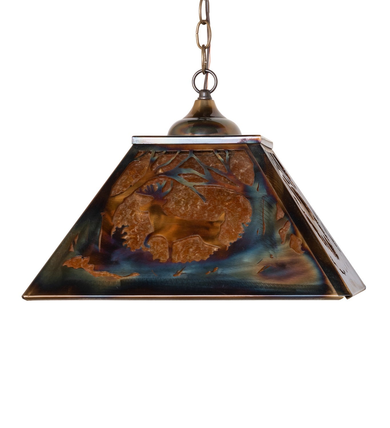 Meyda Tiffany - 271997 - Two Light Pendant - Deer At Dawn - Dk Burnished Transparent Copper