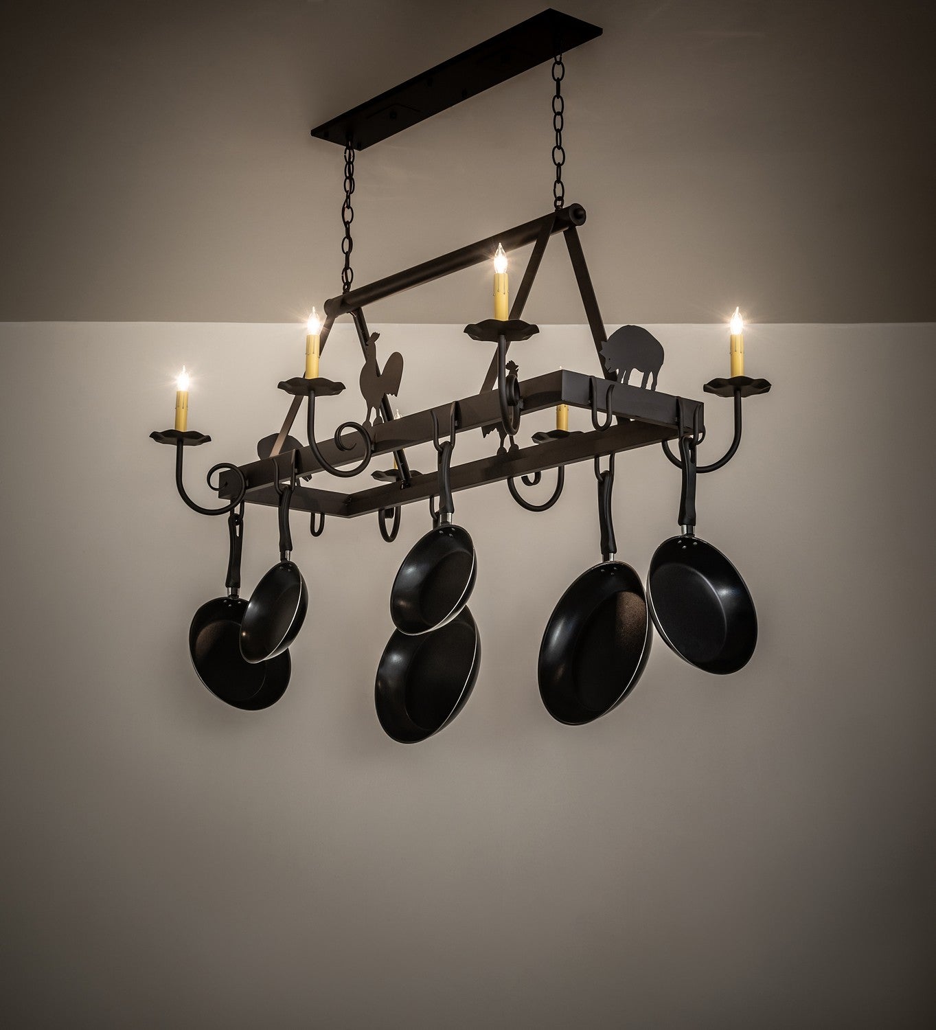 Meyda Tiffany - 272237 - Six Light Pot Rack - Barn Animals - Oil Rubbed Bronze