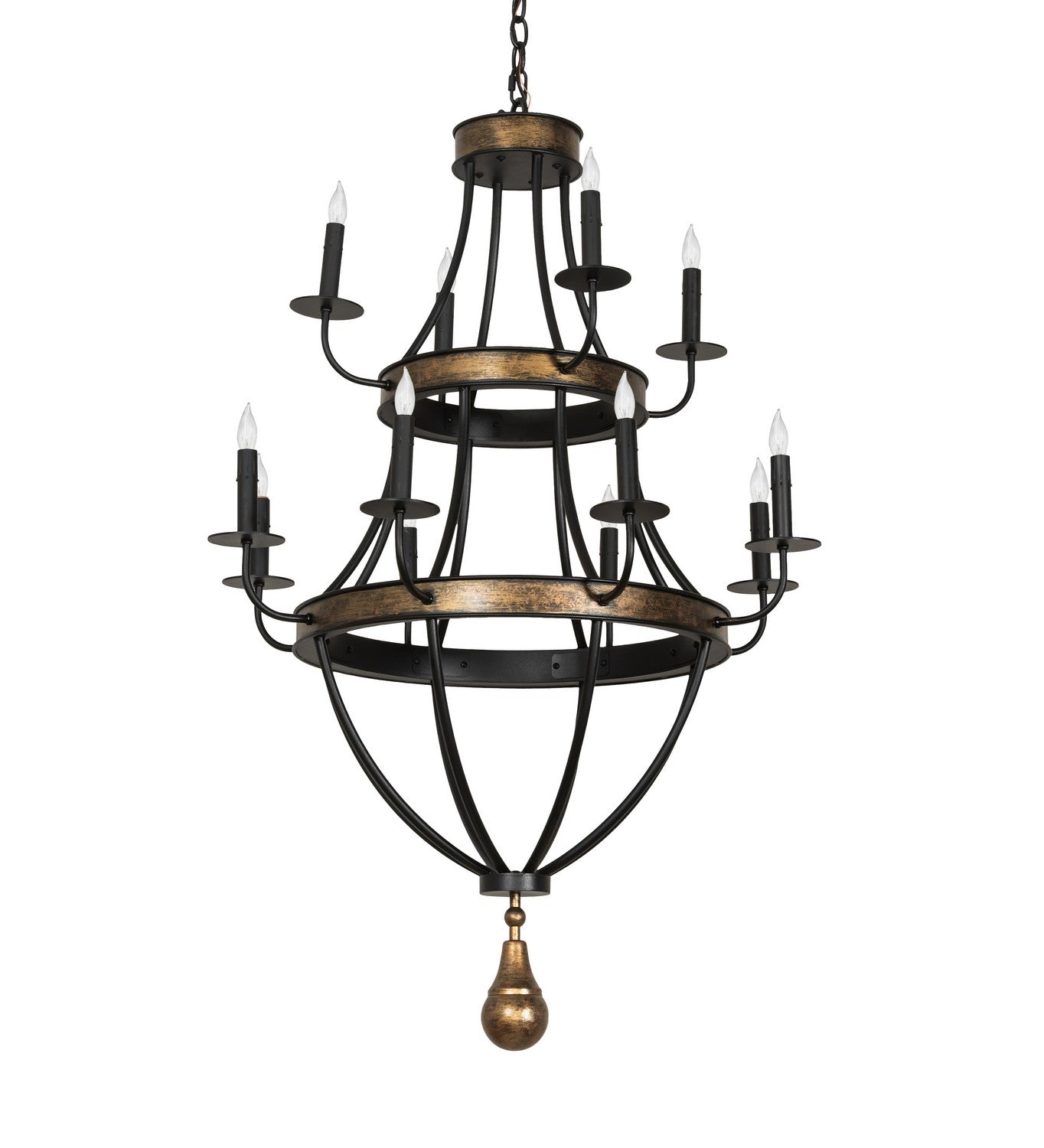 Meyda Tiffany - 273088 - 12 Light Chandelier - Georgetown - Textured Black & Brushed Gold