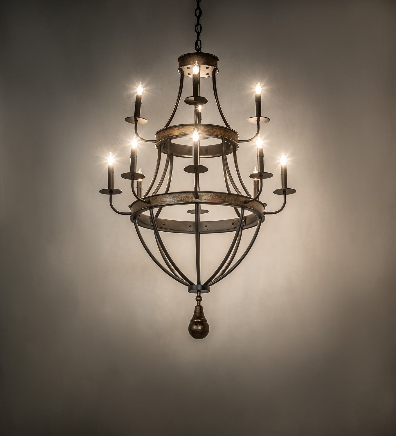 Meyda Tiffany - 273088 - 12 Light Chandelier - Georgetown - Textured Black & Brushed Gold