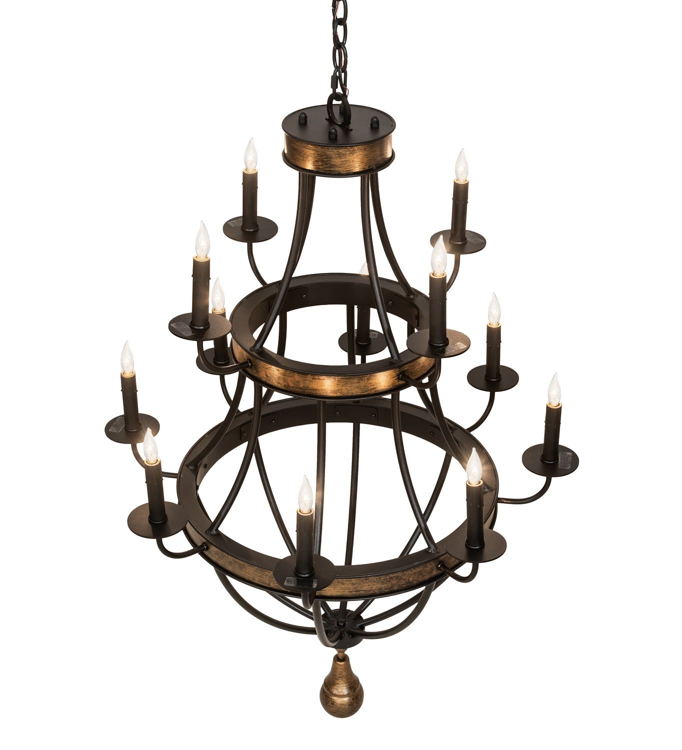 Meyda Tiffany - 273088 - 12 Light Chandelier - Georgetown - Textured Black & Brushed Gold