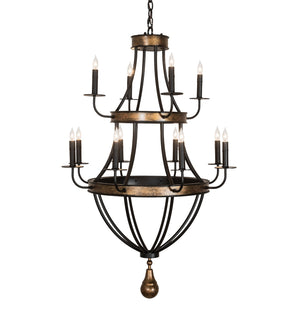 Meyda Tiffany - 273088 - 12 Light Chandelier - Georgetown - Textured Black & Brushed Gold