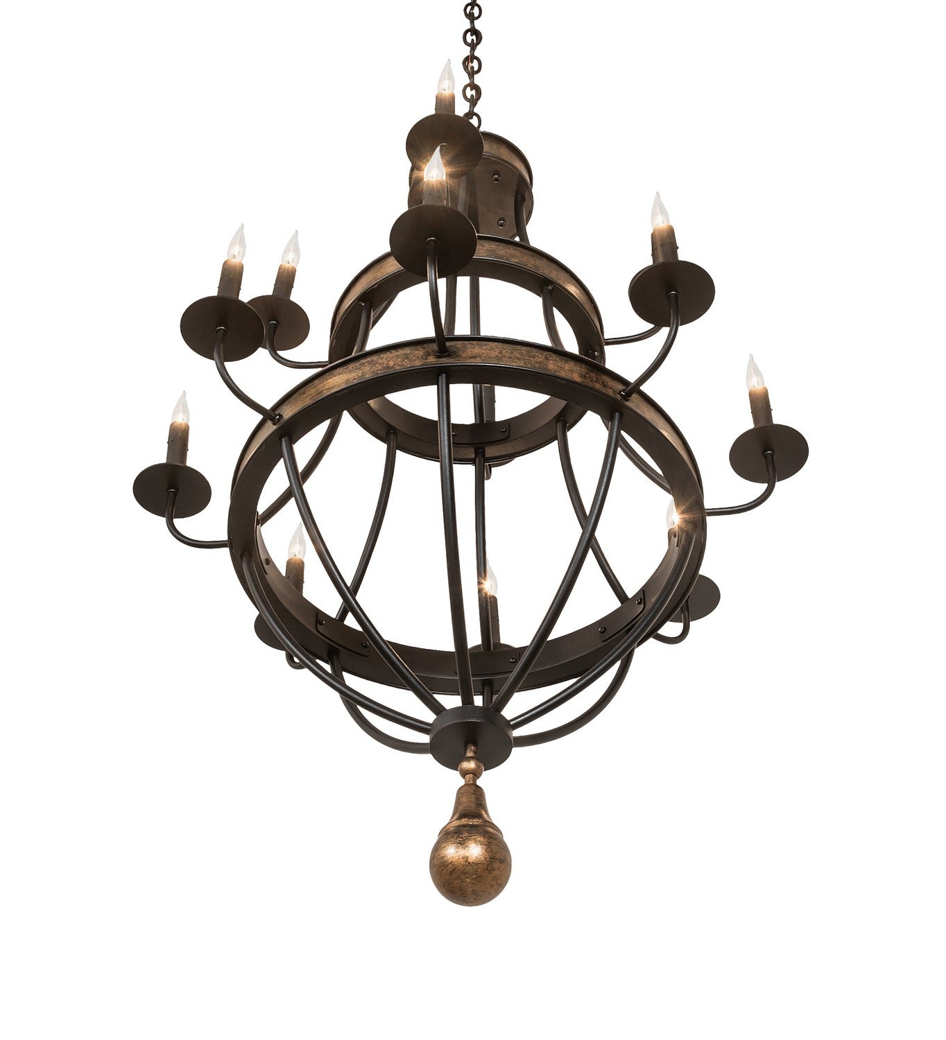 Meyda Tiffany - 273088 - 12 Light Chandelier - Georgetown - Textured Black & Brushed Gold