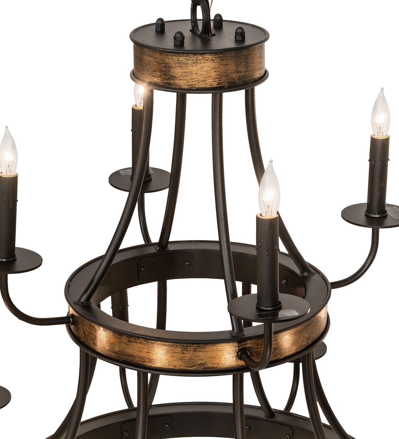 Meyda Tiffany - 273088 - 12 Light Chandelier - Georgetown - Textured Black & Brushed Gold