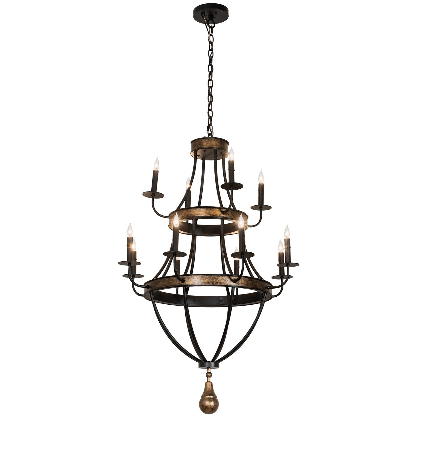 Meyda Tiffany - 273088 - 12 Light Chandelier - Georgetown - Textured Black & Brushed Gold