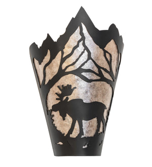 Meyda Tiffany - 274655 - One Light Wall Sconce - Moose At Dawn - Solar Black