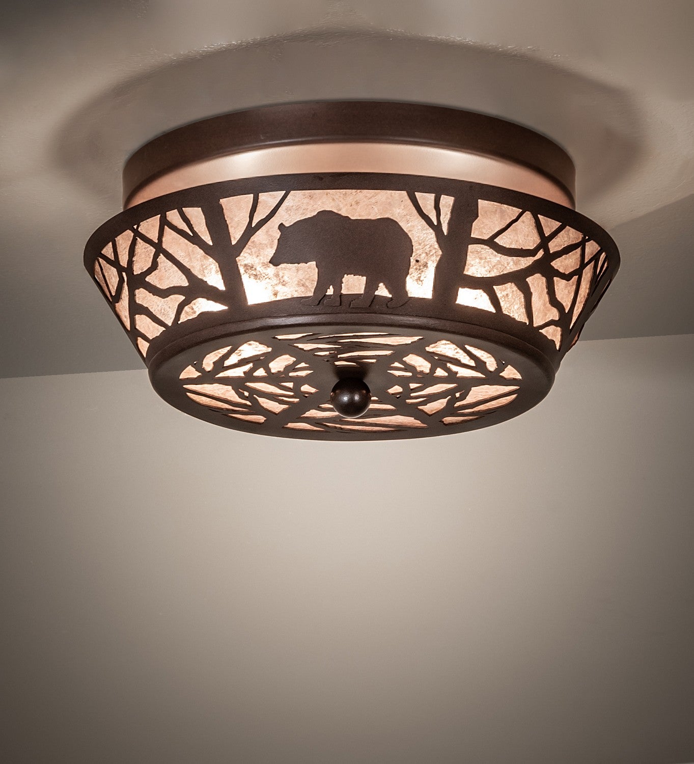 Meyda Tiffany - 274849 - Two Light Flushmount - Bear On The Loose - Cafe Noir