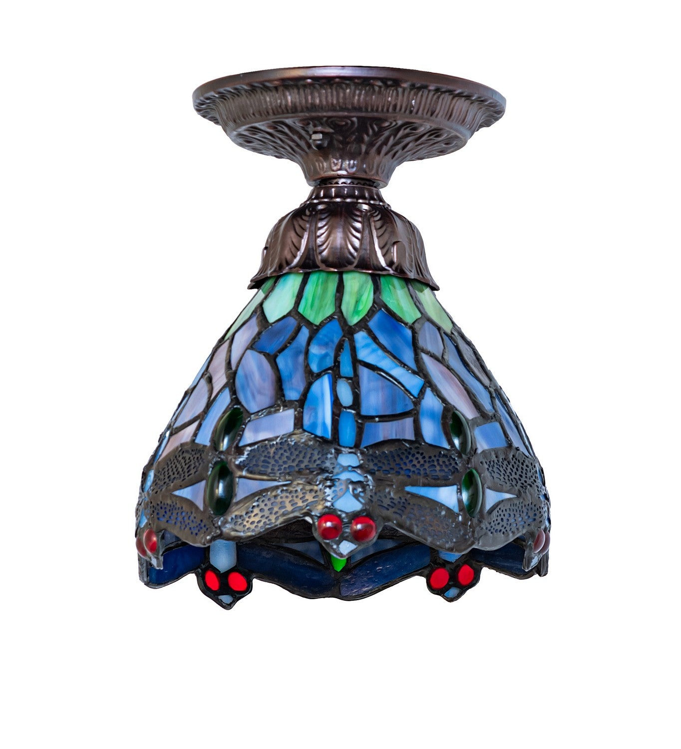 Meyda Tiffany - 276103 - One Light Flushmount - Tiffany Hanginghead Dragonfly