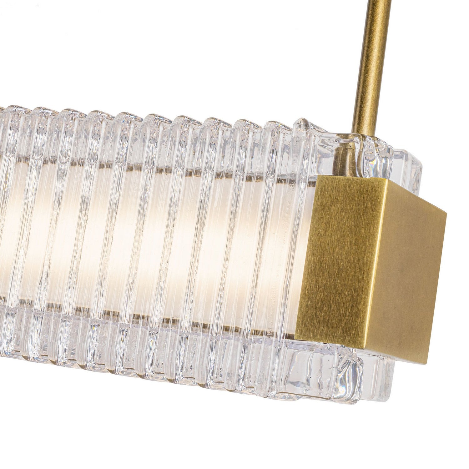 Alora - LP374247VBCR-UNV - LED Linear Pendant - Alai - Vintage Brass/Ribbed Glass