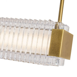 Alora - LP374247VBCR-UNV - LED Linear Pendant - Alai - Vintage Brass/Ribbed Glass