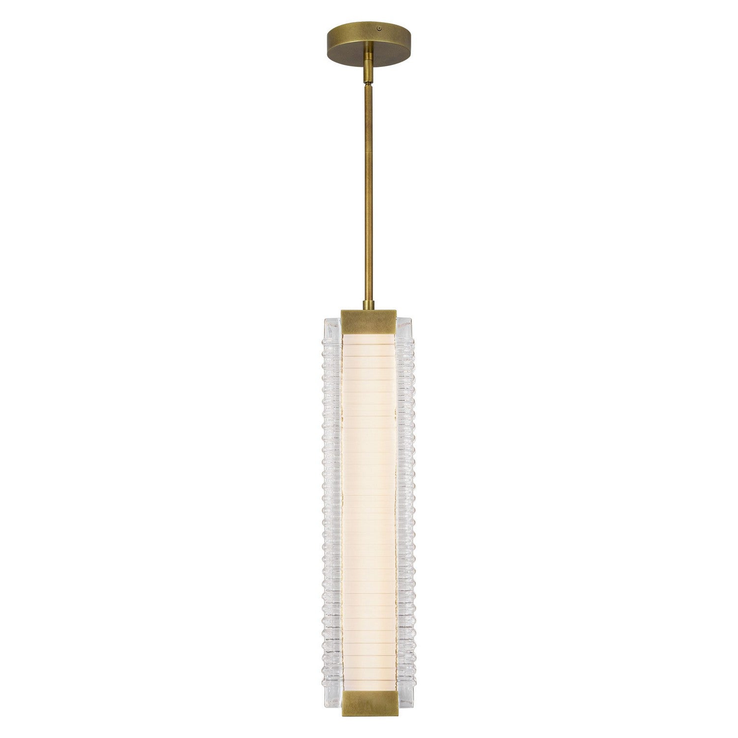 Alora - PD374624VBCR-UNV - LED Pendant - Alai - Vintage Brass/Ribbed Glass